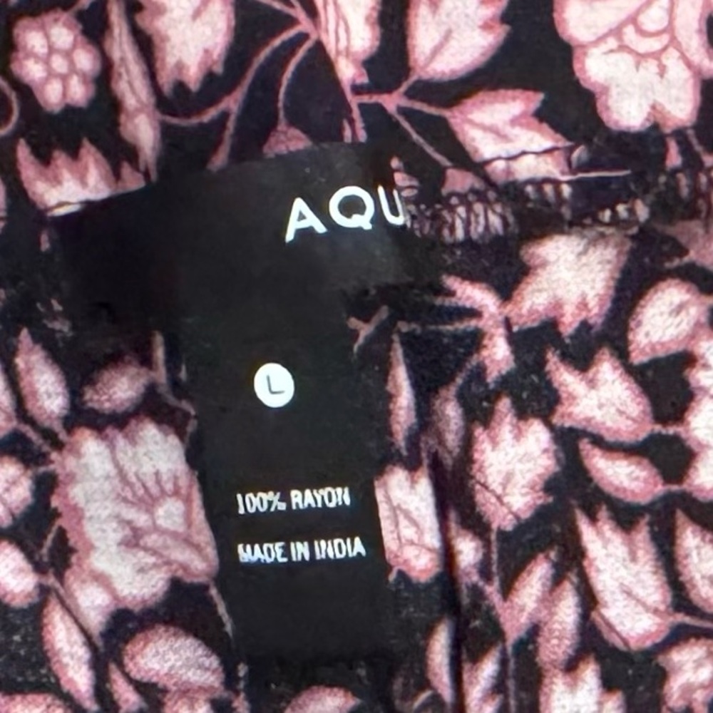 Aqua Black and Pink Floral Palazzo Pants Large - Picture 6 of 7